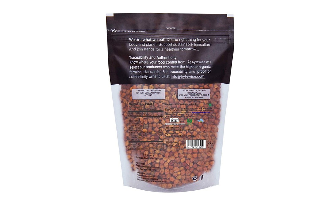 Bytewise Organic Chana Whole (Bengal Gram Whole)   Pack  500 grams